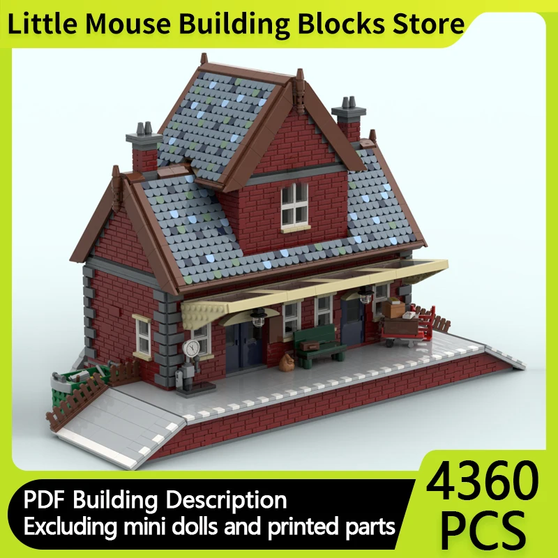 

City Street View Model MOC Building Bricks Village Train Station Modular Technology Gifts Holiday Assemble Children Toys Suit