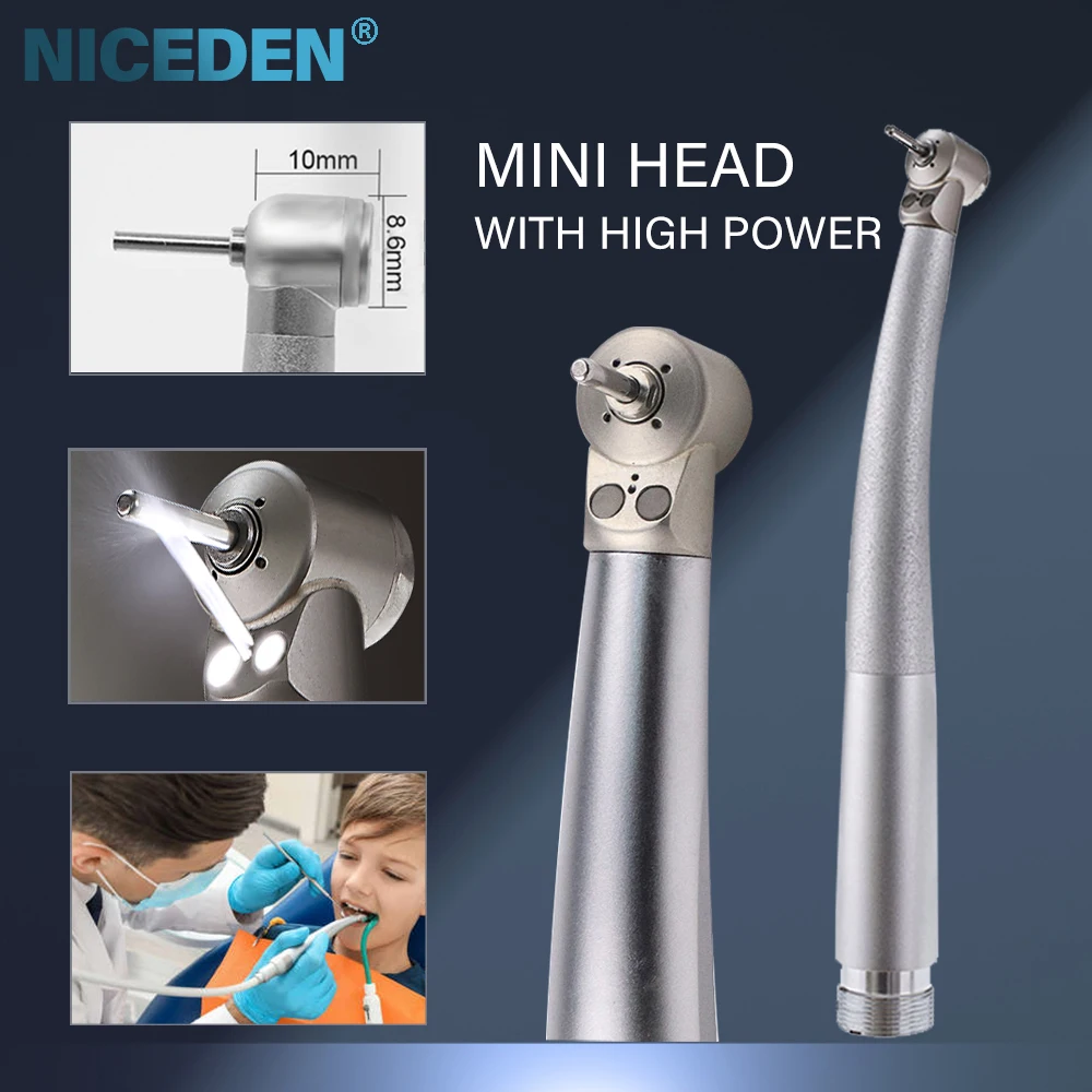 Dental Small Head High Speed Handpiece Double LED Mini Head for Dental Lab Kids Children Hand Piece Push Button dentistry tools