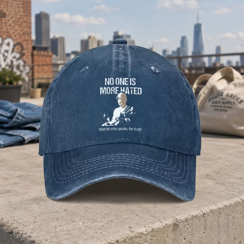 1pc Socrates Quote Baseball Cap Suitable for Men & Women, Vintage Duckbill Hat with Greek Philosopher, Hook & Loop Closure, Ligh