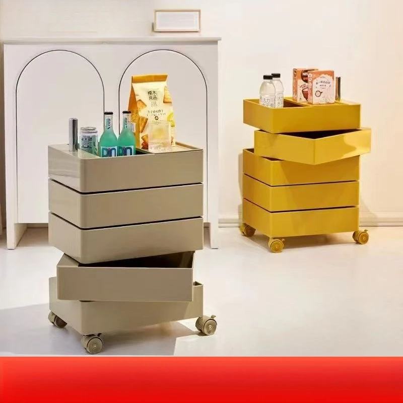 

Custom rotating bedside table ins Nordic style home removable multi-layer cart rack storage cabinet