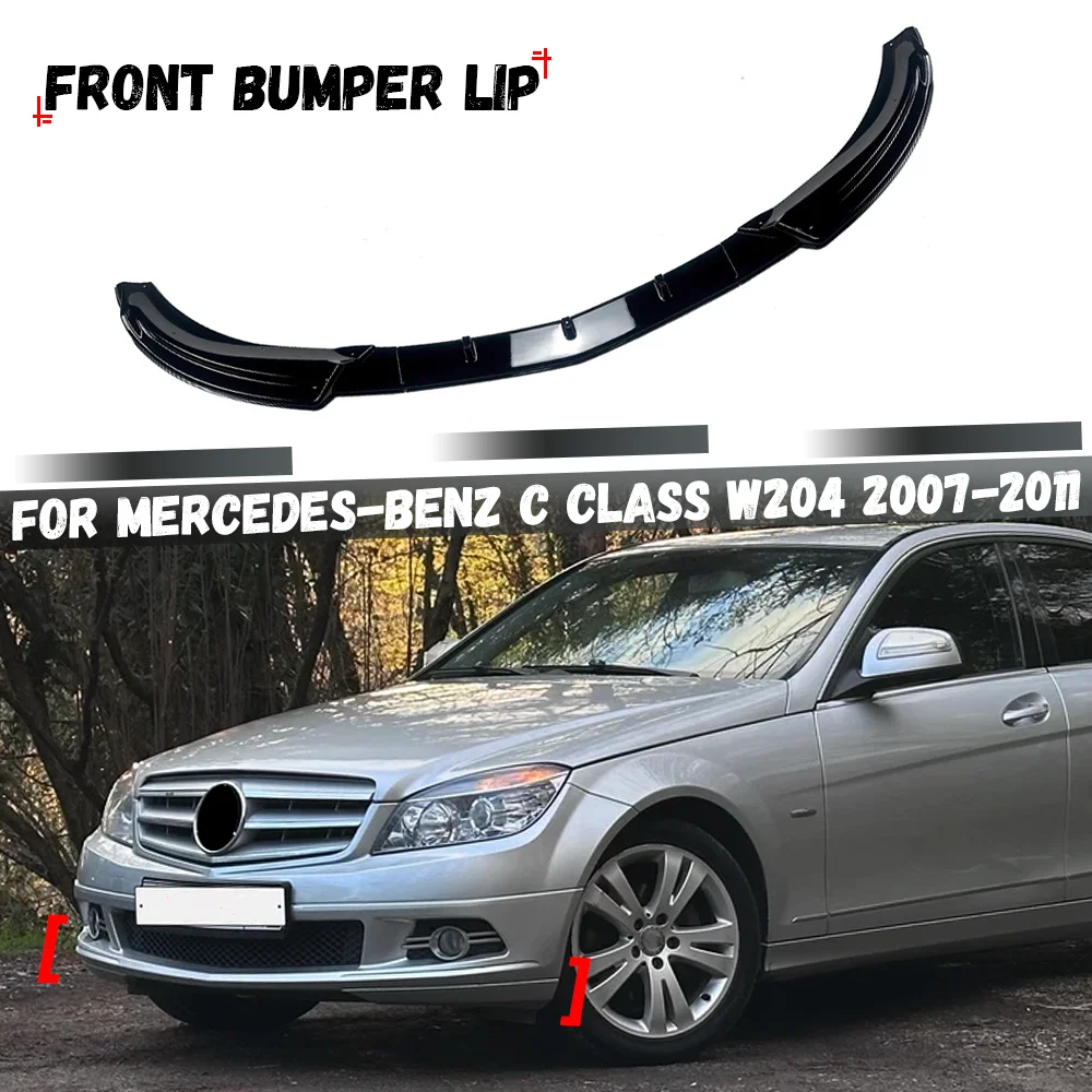 

Car Front Bumper Lip Splitter Diffuser Spoiler Blade Body Kit For Mercedes-Benz C Class W204 S204 C200 C250 AMG Line 2007-2011