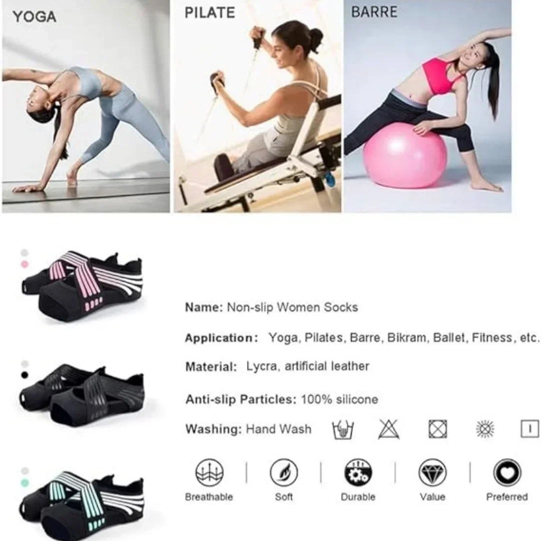 Professional Yoga Shoes Socks, Non-slip Fitness Dance Pilates Indoor Yoga Sock, Five Toe Backless for Ballet Ladies Accessories