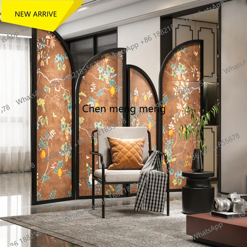 D178 Home screen partition wall solid wood living room entrance study decoration foldable mobile