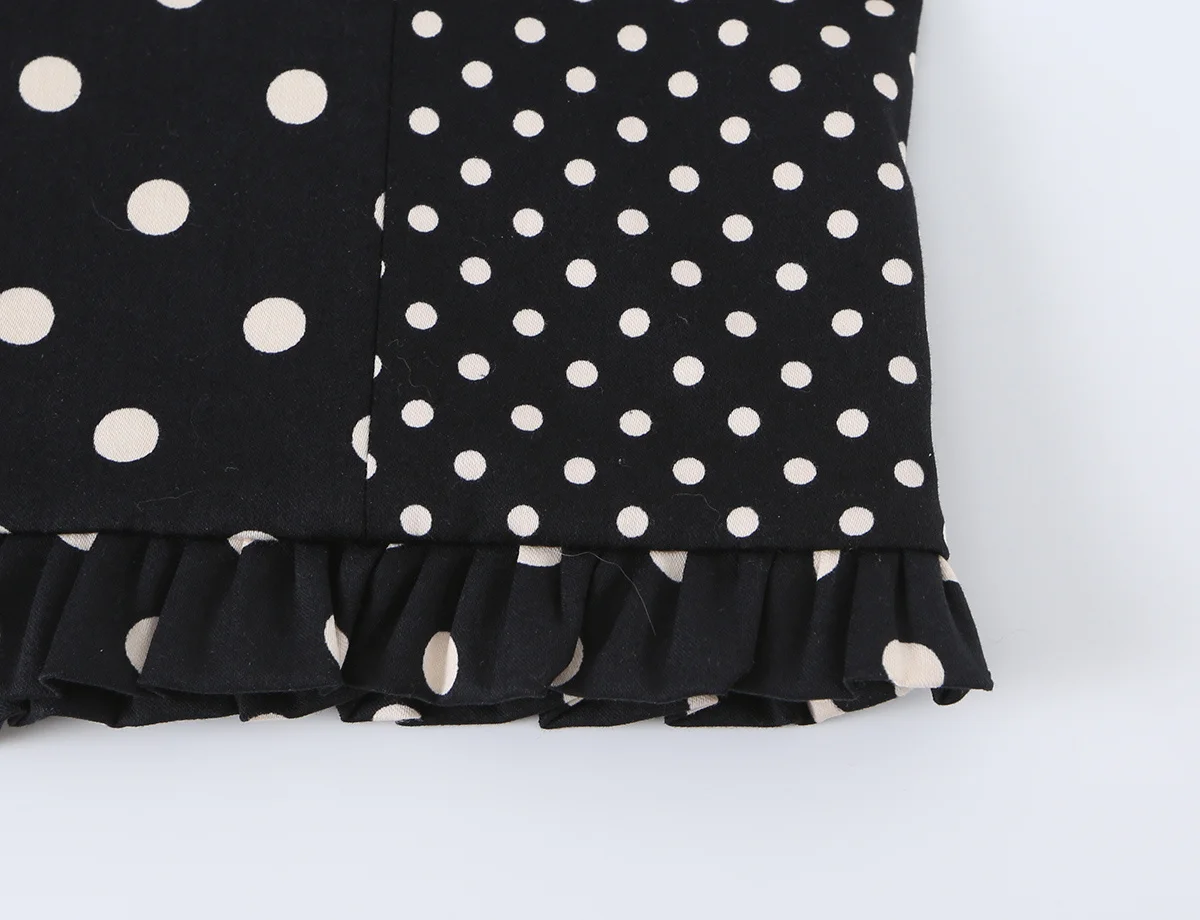 TFMLN Sexy Damen Schwarzes Polka-Dot-Print Plissiertes Trägertop Schlankmachendes Korsett Rückenfreies Camisole-Top für Party und Club – Detail 7