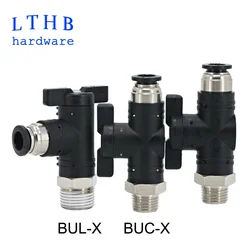 Hand Valve Throttle Tap BC BL Elbow Air Speed Control Adapter 6mm 8mm 10mm Male Thread PT 1/8 1/4 3/8 1/2 Black Pneumatic Valve