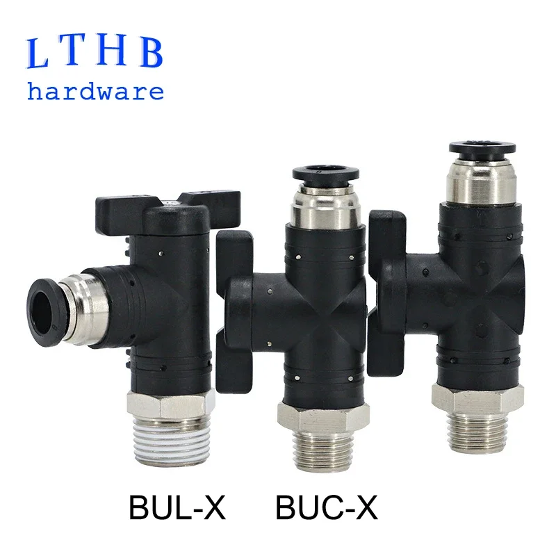 Zawór ręczny Przepustnica BC BL Kolanko Adapter regulacji prędkości powietrza 6mm 8mm 10mm Gwint zewnętrzny PT 1/8 1/4 3/8 1/2 Czarny Zawór pneumatyczny