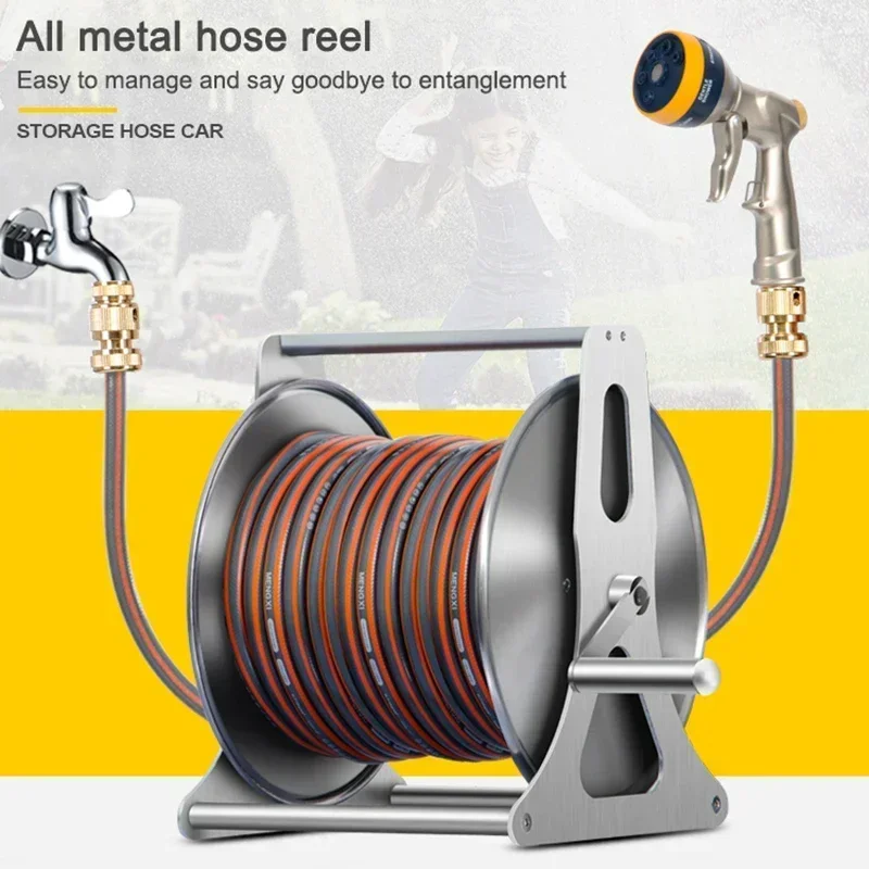 Watering Washing Water Pipe Storage Rack Hanging Automatic Pipe Reel