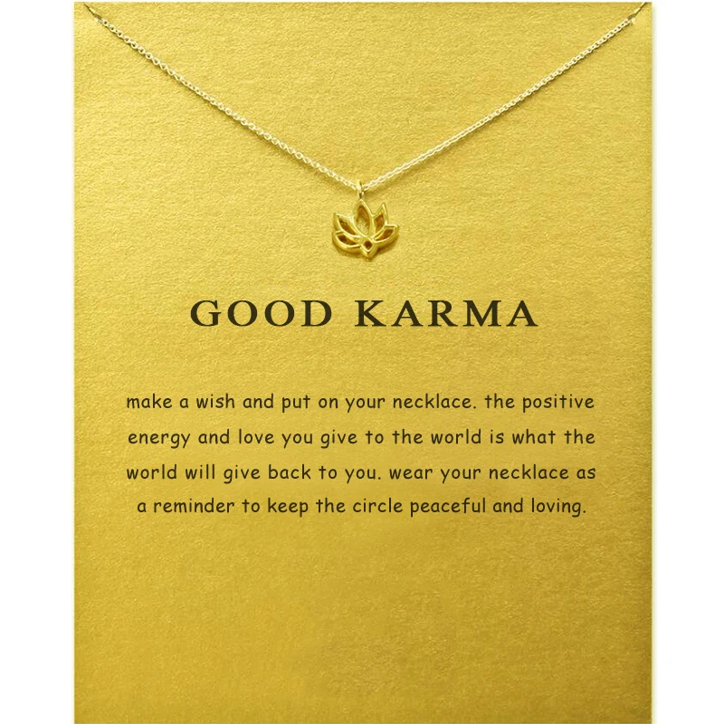 Minimalist Lotus Flower Alloy Charm Pendant Necklaces For Women Anniversary Gifts with Message Card Sliver Plated Power Jewelry