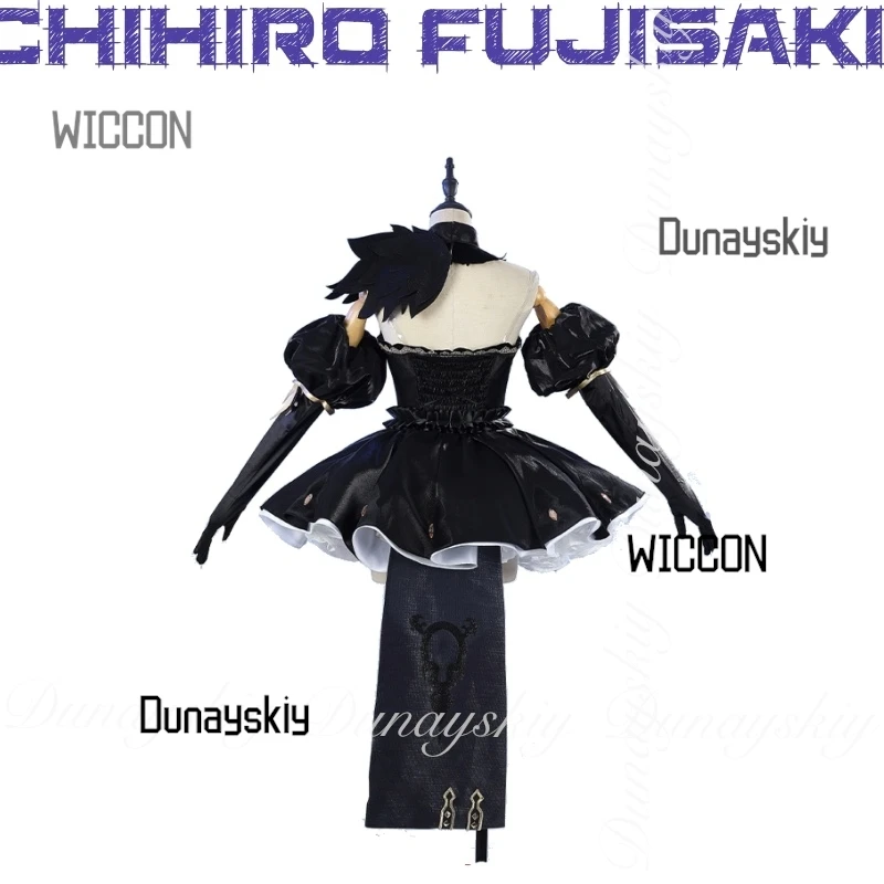 Fatee Order  Game Space Ereshk cos igal Cosplay With Blue-purple Double Ponytail Wig With Black Dress Cosplay Costume All Set