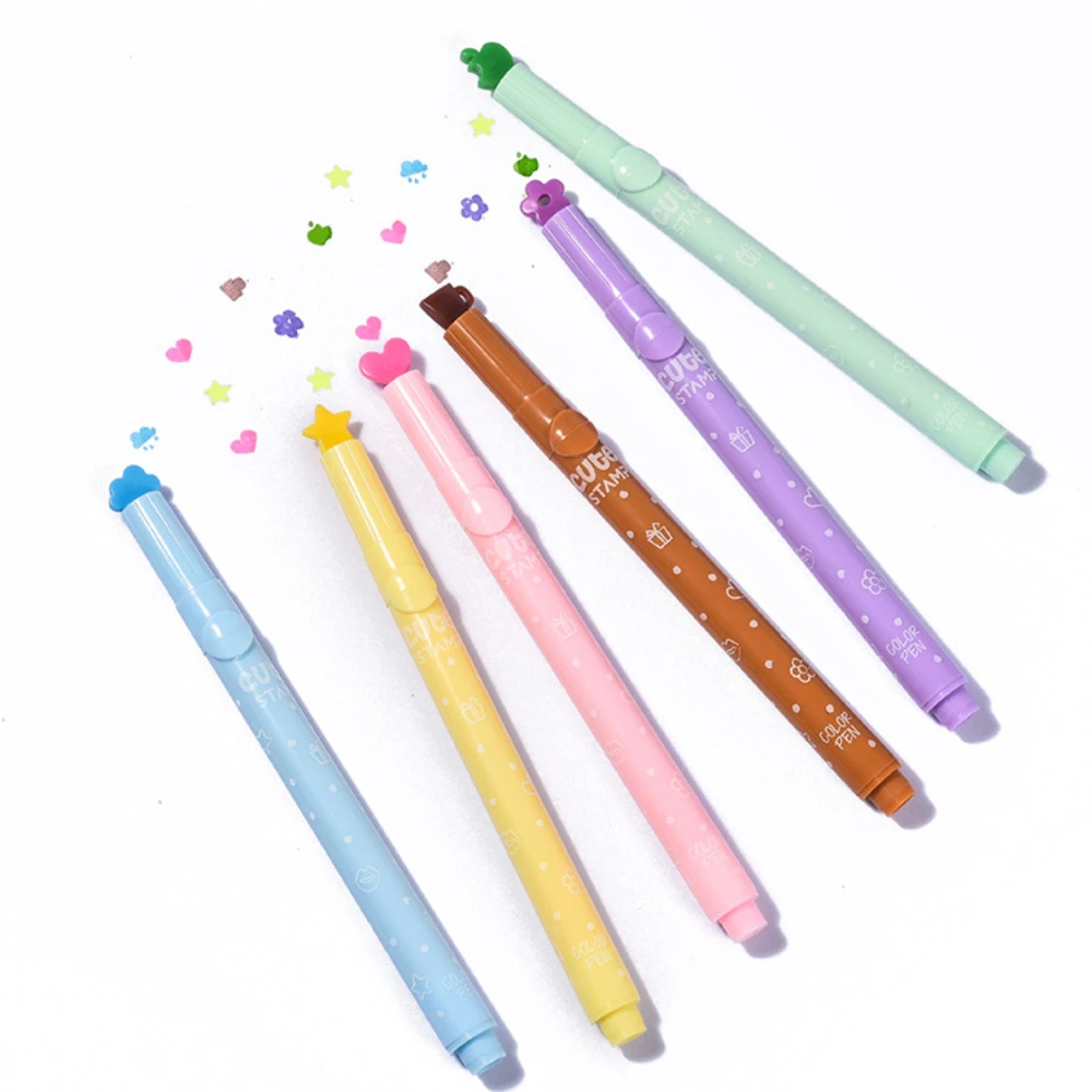 

Single head seal fluorescent marker pen color marking 12 seal shapes fluorescent marker pen set