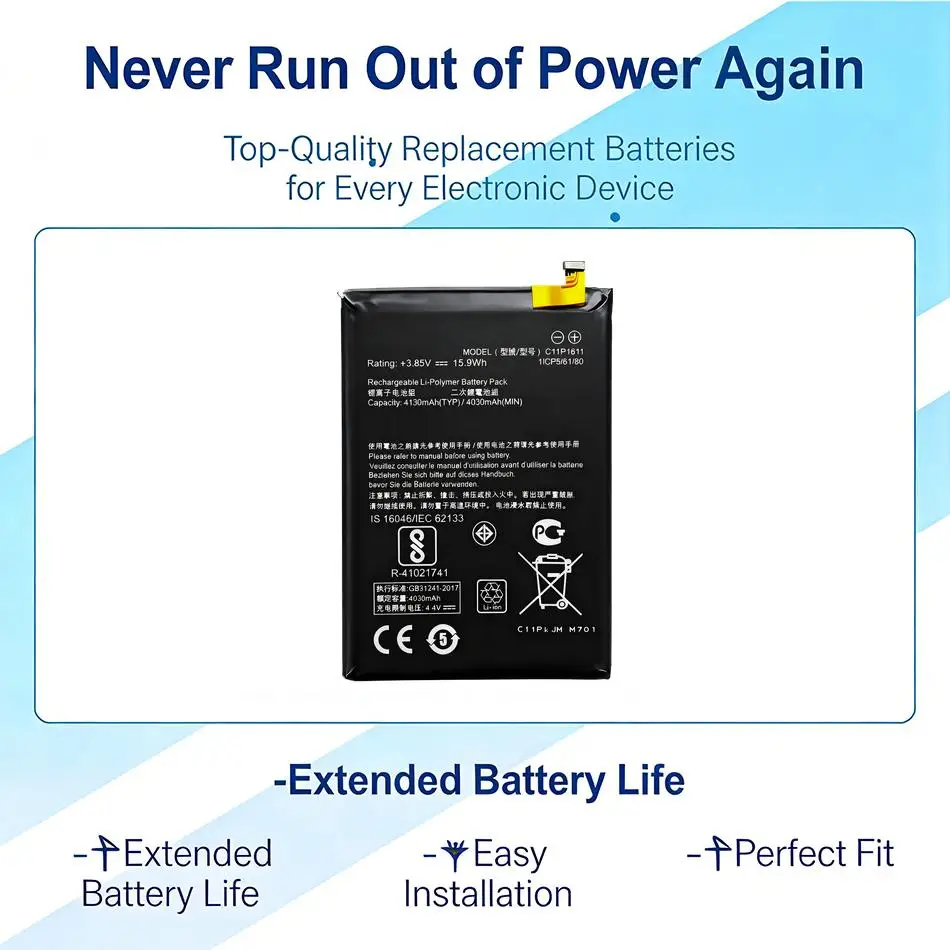 

Аккумулятор для мобильного телефона Asus Zenfone 3 Max Z3 ZC520TL 4130 мАч C11P1611 с быстрой зарядкой