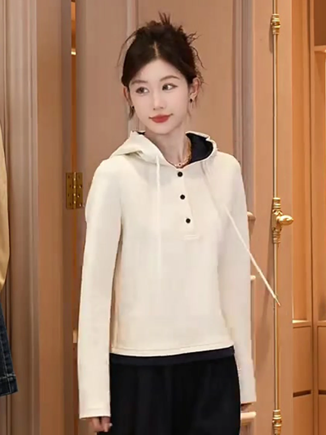 

Donna Women's Early Autumn New Simple Faionable Hoodie Long Sve Versatile Basic Color Loose Fit Comfortable Casual Top