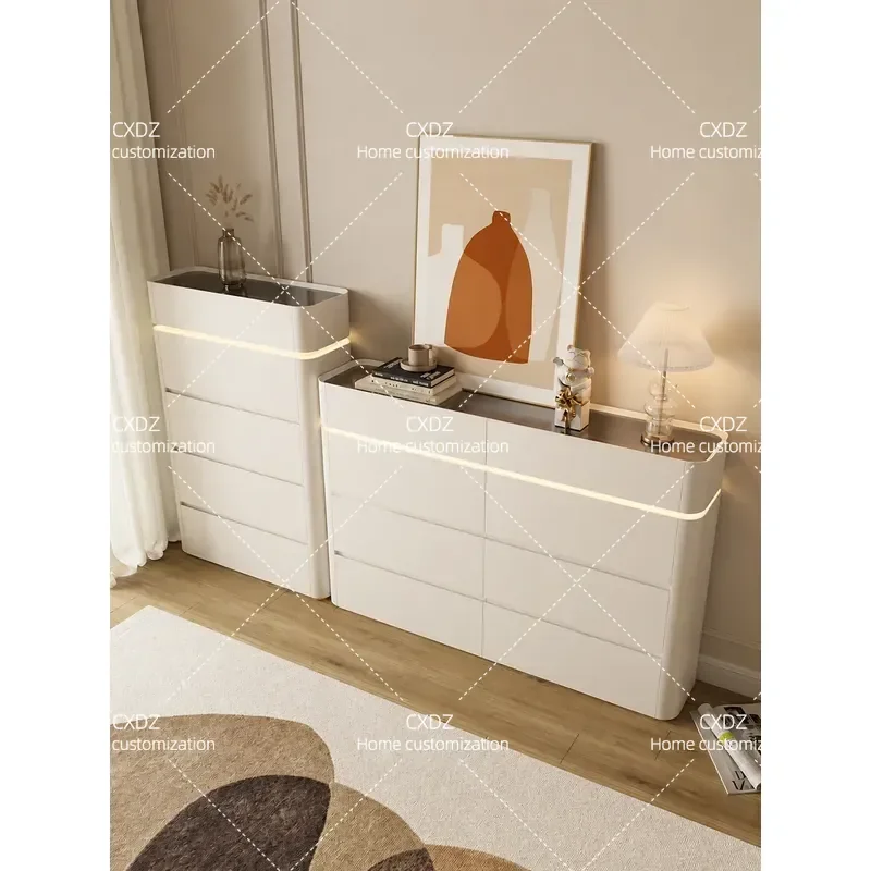 Solid Wood Ultra Thin Drawer Chest Simple Modern Living Room Wall Cabinet Bedroom Bedside Storage Locker