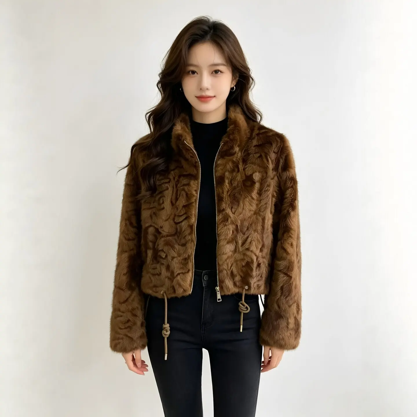 2026 Winter Faux Fur Coat Women Warm Fluffy Fashionable Stand Kened Fur Jackets Zipper Windproof Outerwear High Quality Fur coat