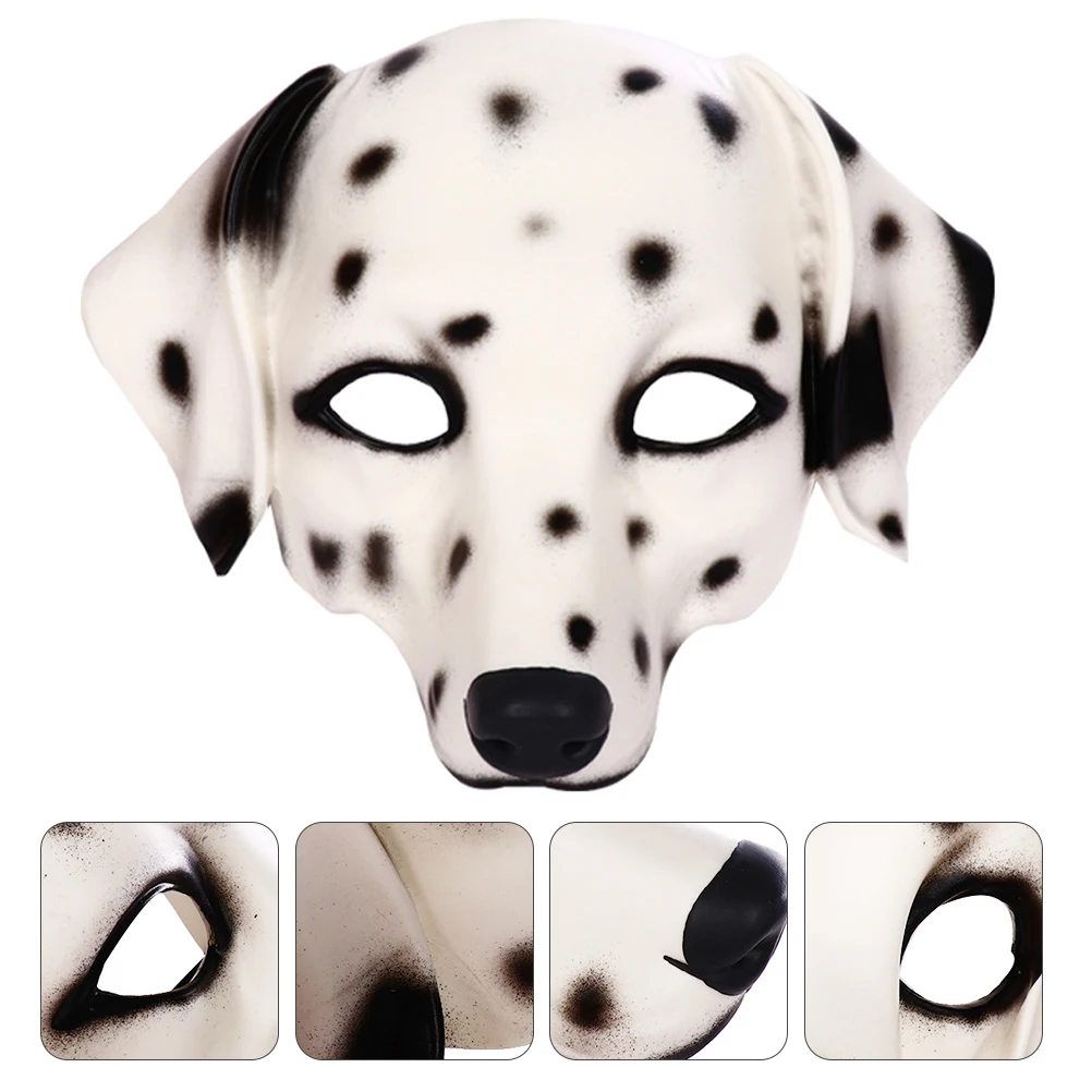 

Dalmatian Mask PU Foam Animal Face Cover for Halloween Cosplay Party Dress Up Props Realistic Texture Comfortable