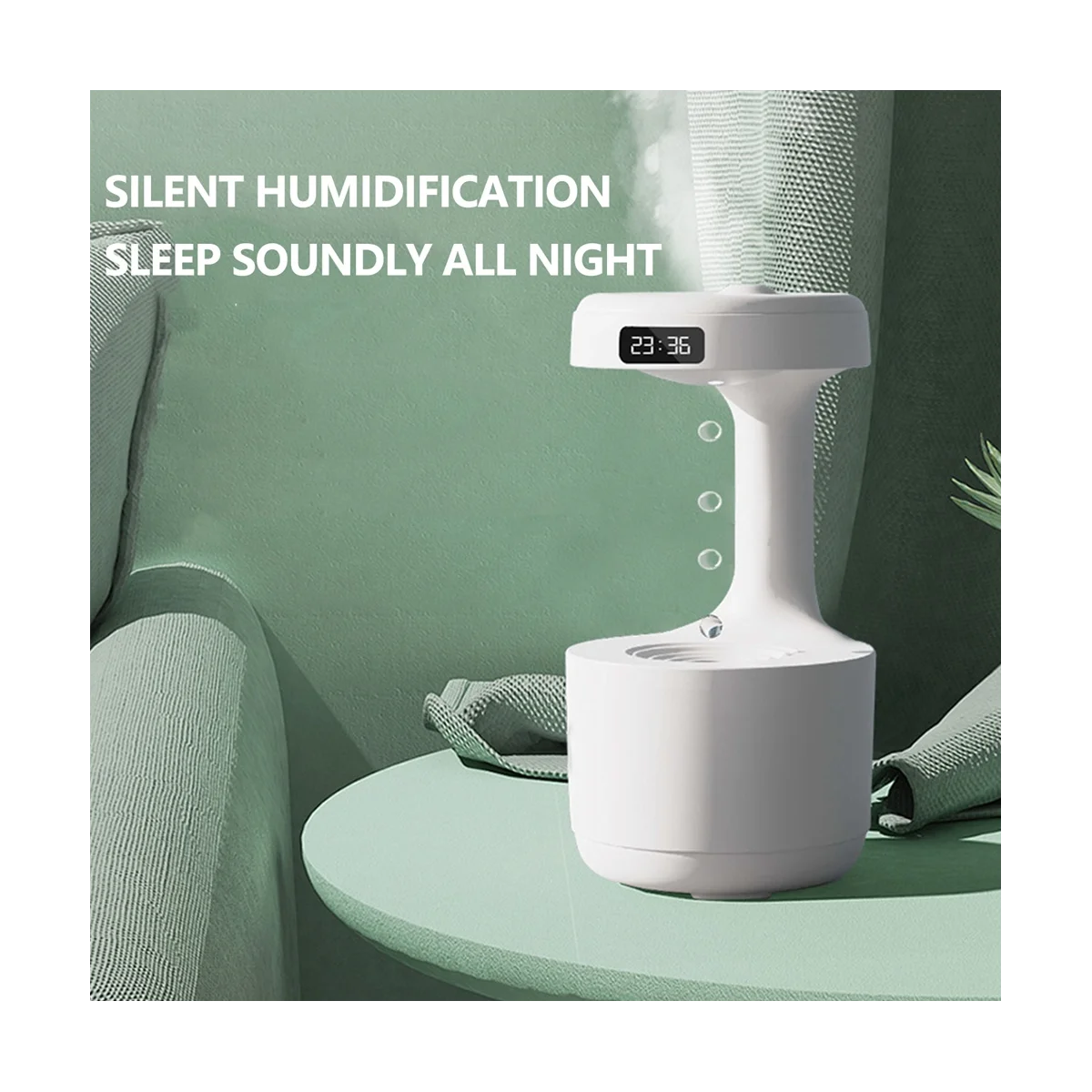 가정용 중력 방지 가습기 물방울 초음파 쿨 미스트 메이커, 침실 사무실용 LED 디스플레이 포함, 800ml