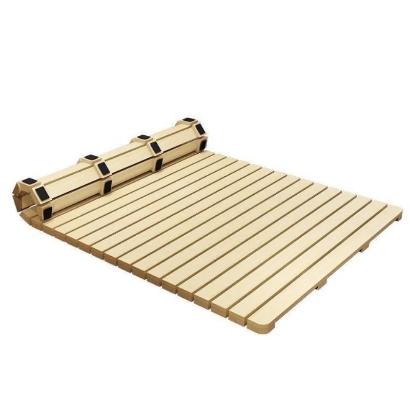 Solid wood bed frame mattress row skeleton breathable folding moisture-proof dormitory bed board