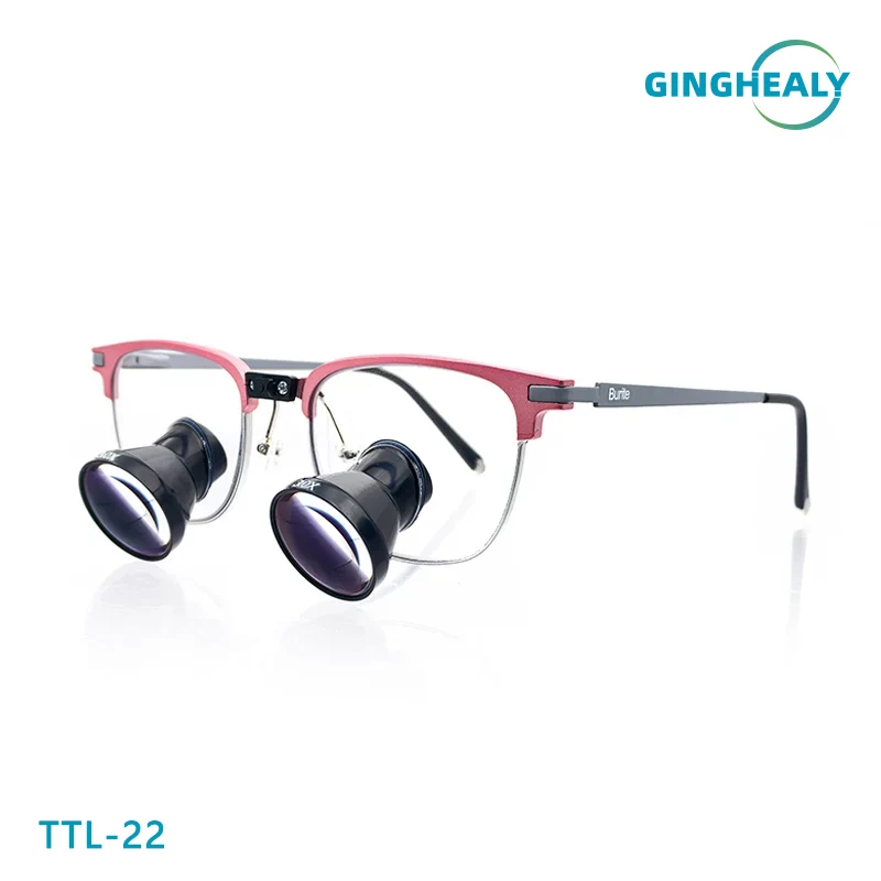GInghealy 22 TTL Galilean Loupes 2.5X/3.0X/3.5X IPD Customized Dental Surgical Loupes Plastic Lens Titanium Frame