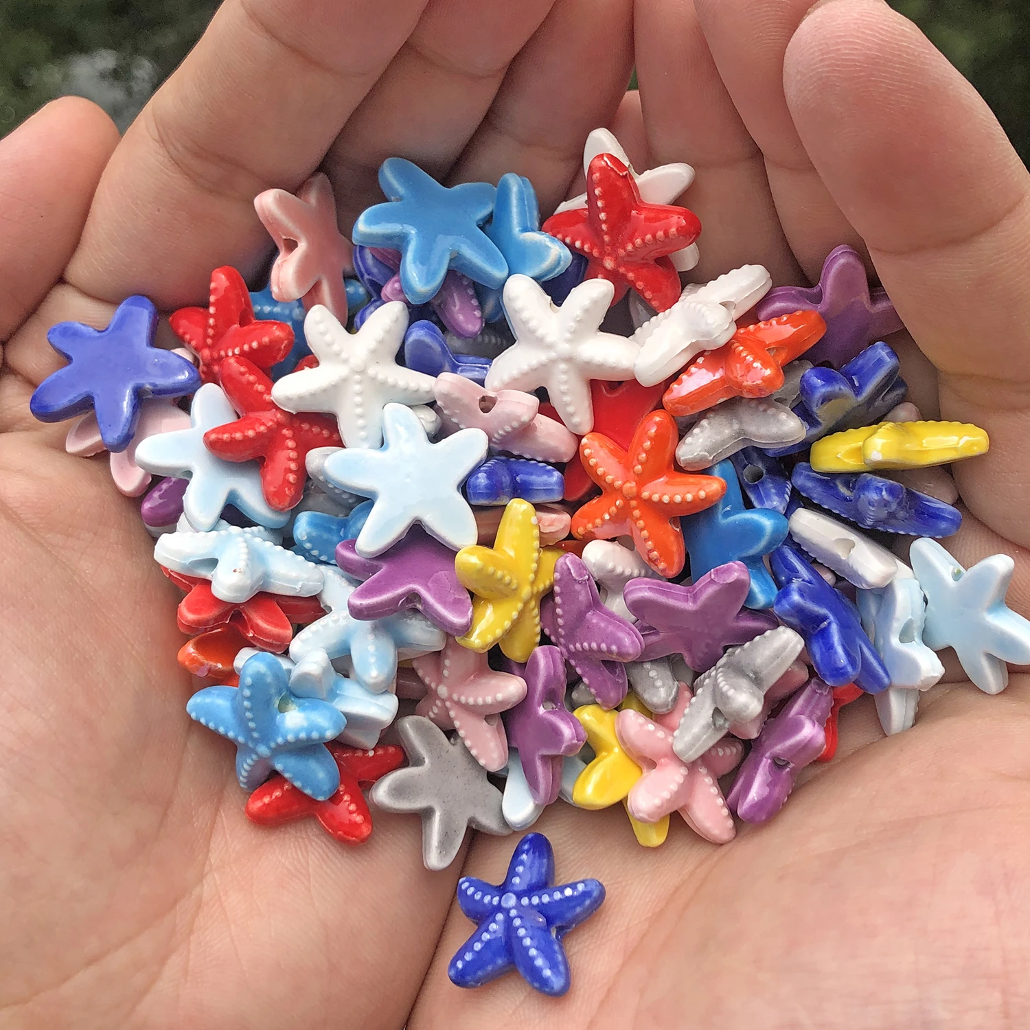 18mm 10Pcs Ceramic Beads Starfish Shape Multicolor Loose Beads  For DIY Jewelry Making Accessories Bracelet Necklace Supplies