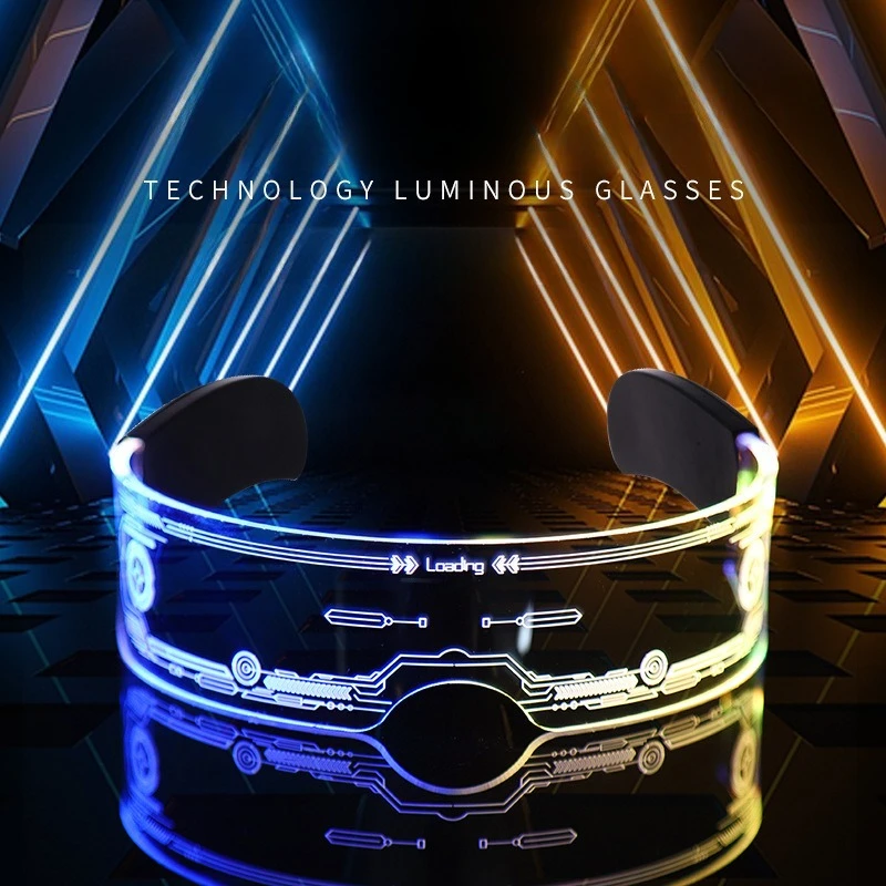 نظارات LED رائعة بإضاءة الخيال العلمي لدعائم التصوير الفوتوغرافي مع تأثيرات ضوء قوس قزح ومهرجان الموسيقى والحفلات الأساسية #3