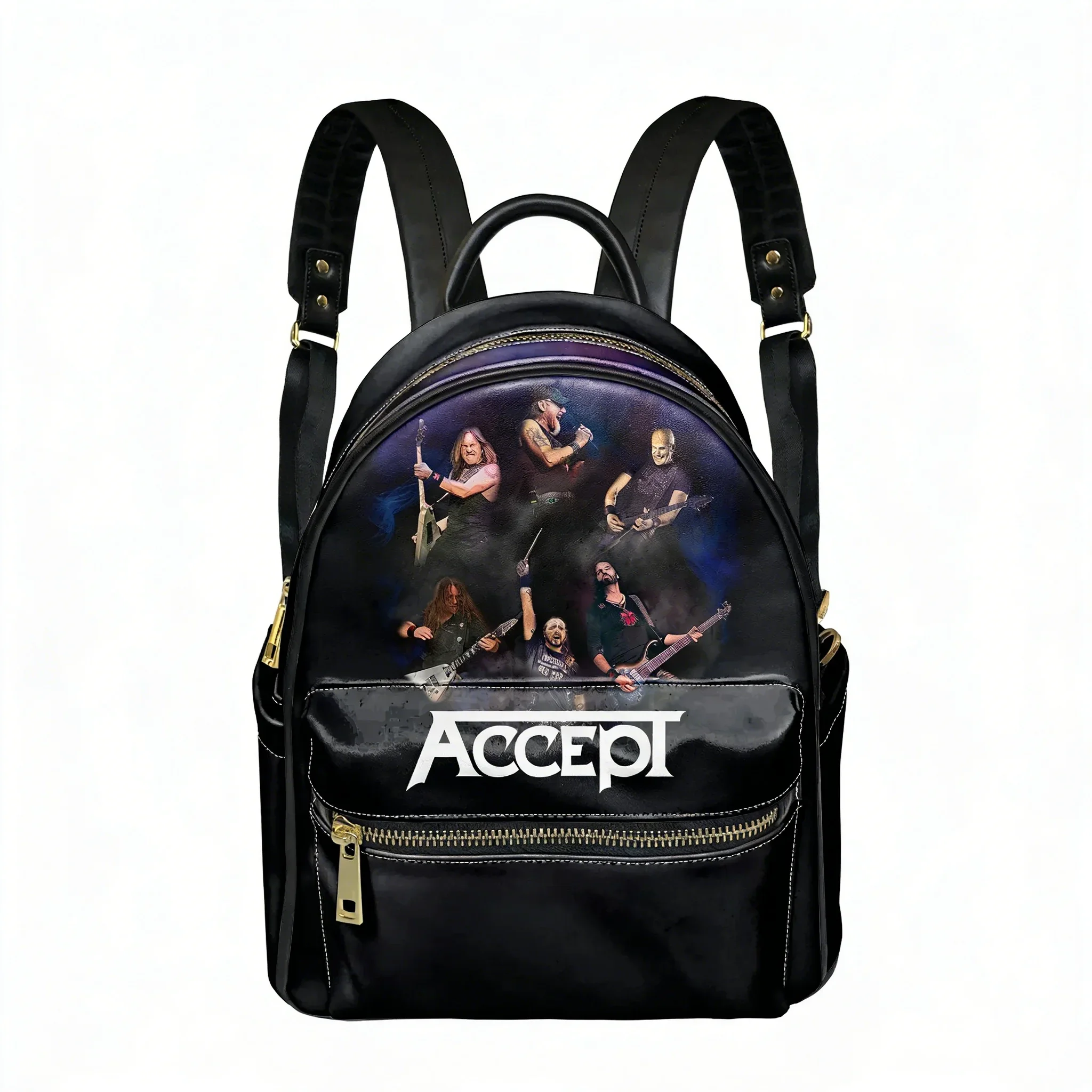Accept Band Backpack Womens Mens Knapsack Personalized Photo Text Double Shoulder Bag Business Travel Bookbag Customize Daypack