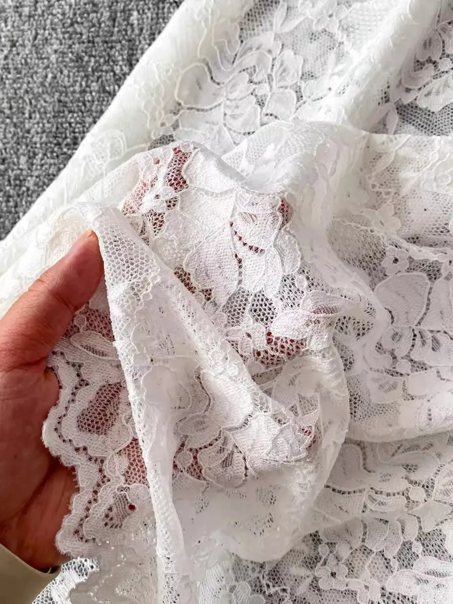 Foamlina 2025 Summer High Waist Slim Fit Bodycon Midi Skirt Women High Quality White Lace Hot Girl Elegant Half Skirt Vintage