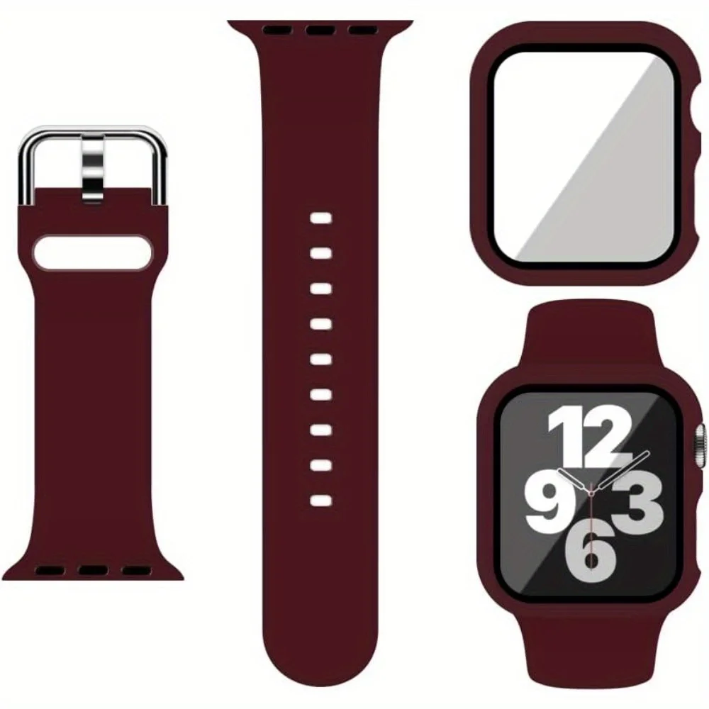 ANTHOUSE  Sport Silicone Band and Case with Screen Protector for Apple Watch Series 7 Series 6 SE Series 5 Series 4