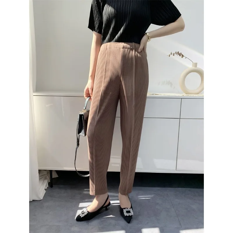 YUDX Miyake Pleated Pants Women's Thickened Fabric Loose Slim Comfortable Casual Pleated Pants 2024 Early Spring New