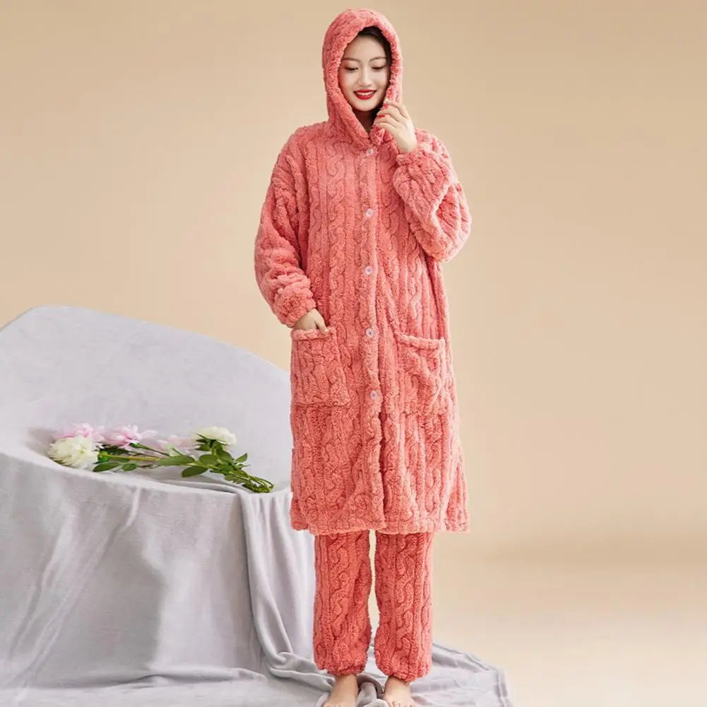 Coral Velvet Women Pajama Set Thicken Velvet Ribbed Fleece Set Pullover Pants Women Pajama Sets 2024 Homewear Women Sleepwear