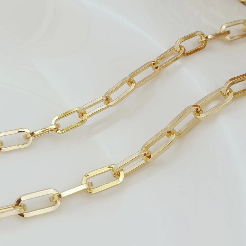 

DIY Jewelry Accessories for 14K Copper Gold-plated Handcrafted Rectangular Thick Chain Bracelets and Necklaces