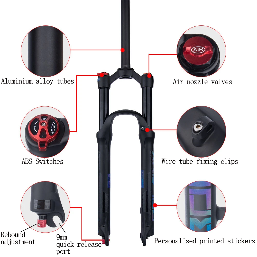 Mountain Bicycle Suspension Forks 26/27.5/29inch MTB   Bike Air  with Rebound Adjustment 28.6 straight/vertebrae