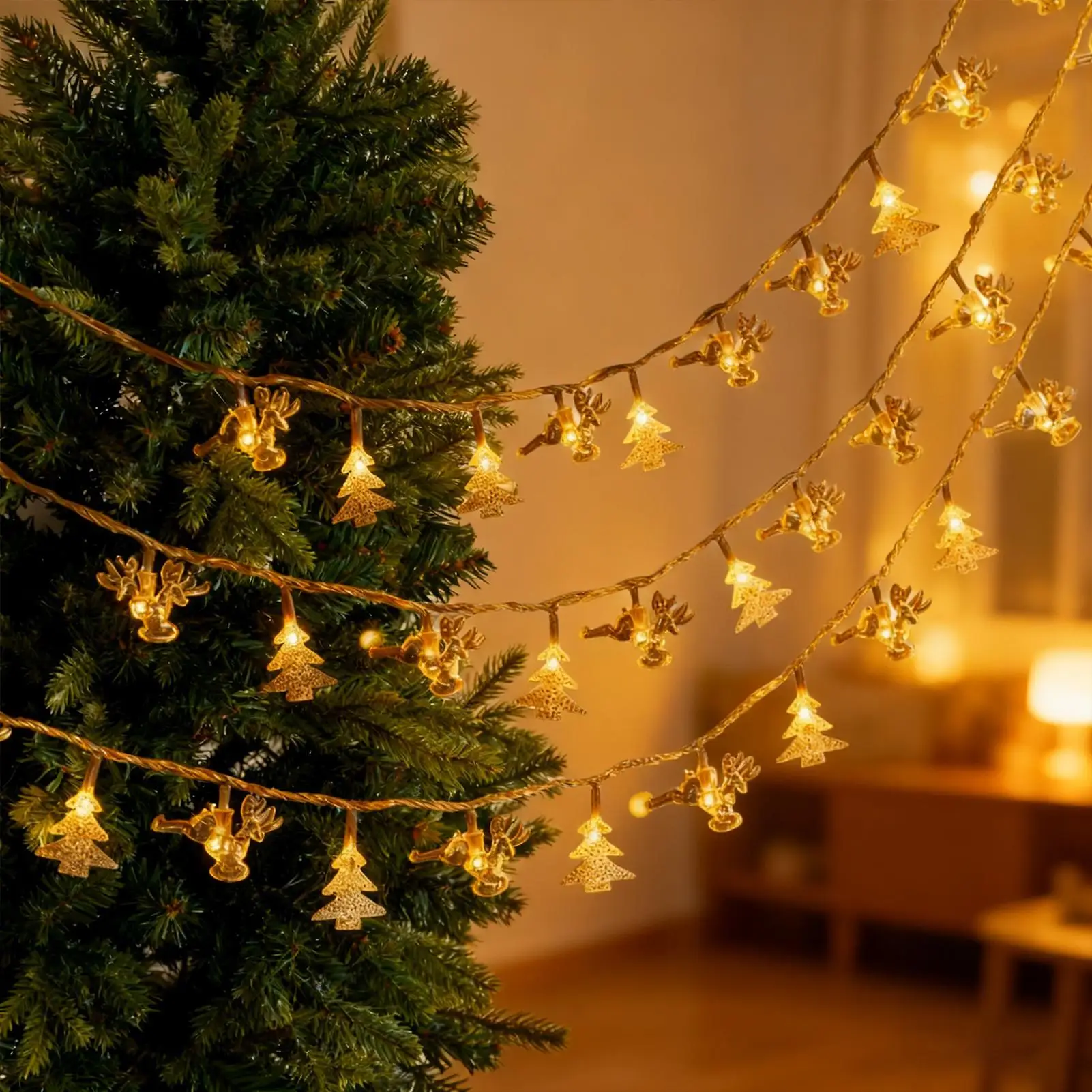 عيد الميلاد سلسلة أضواء مقاوم للماء 16Ft الجنية 50 LED سلسلة أضواء زينة عيد الميلاد للداخلية في الهواء الطلق حديقة ساحة فناء الشرفة #4