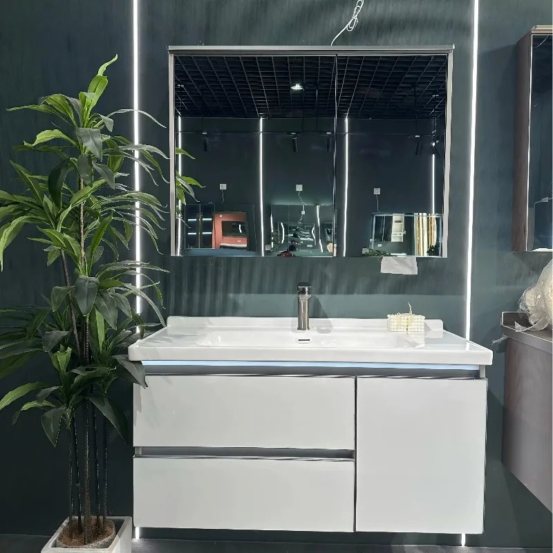 

Modern Design Solid Wood Style Bathroom Cabinet Wholesale Custom Combination Bedroom Sink and Ceramic Basin for Apartment Use