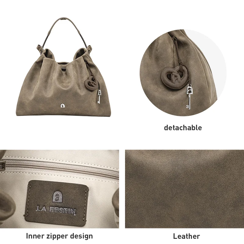 LA FESTINแบรนด์เดิมกระเป๋าสตรี2025ใหม่แฟชั่นหนังไหล่Crossbodyกระเป๋าขนาดใหญ่ความจุกระเป๋าLadyกระเป๋าถือ