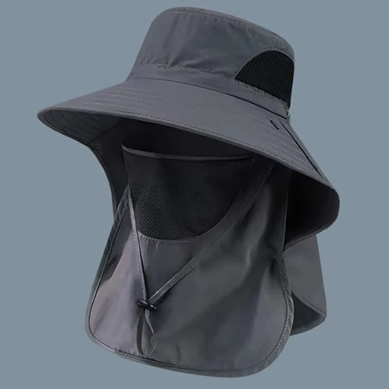 UV-Schutz Outdoor Anglerhut Wandern Camping Visor Bucket Hat Sommer Sonnenhüte Fischerhut mit Nackenschutz – Detail 7
