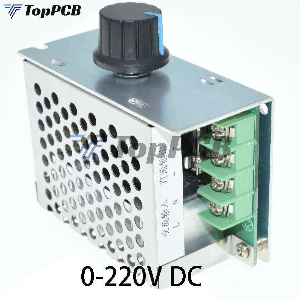 Contrôleur de Vitesse de Moteur AC 220V à DC 10-210V 20A 999 PWM, Commutateur de Contrôle de Volt avec Potentiomètre