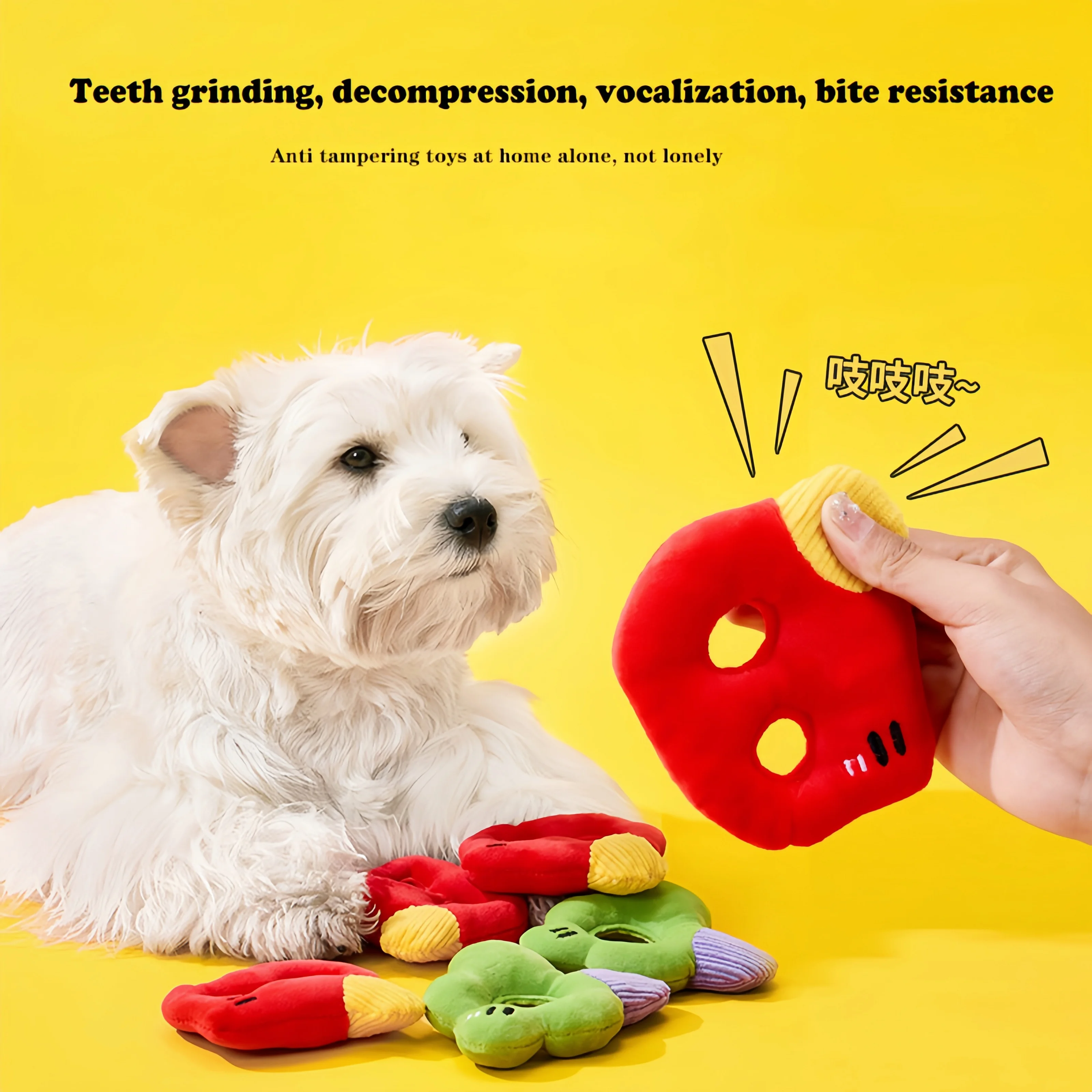 

Pet Chew Toy with Squeaker Seamless Stitching Washable Bite-Resistant for Dogs Cats Interactive Play Dental Health