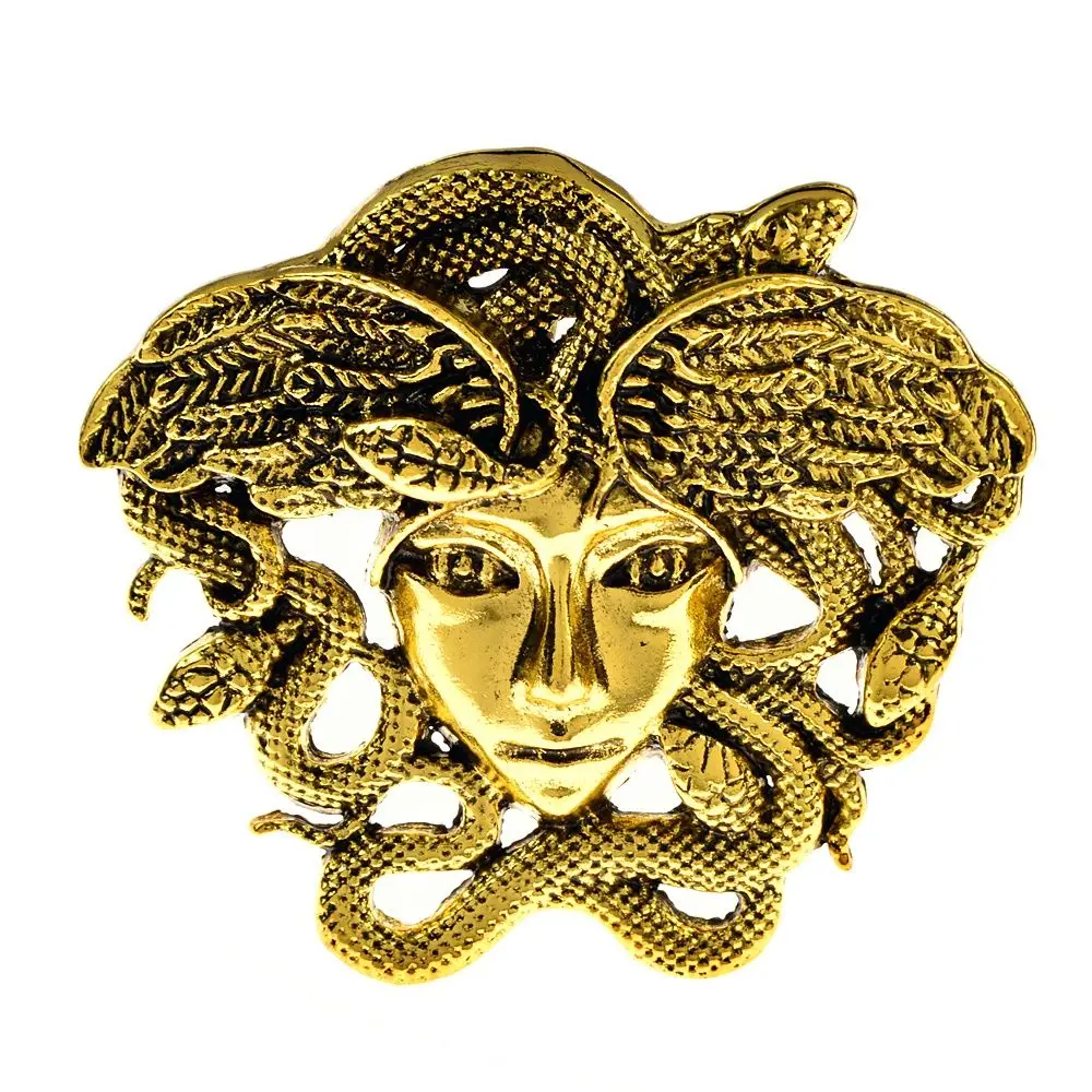 CINDY XIANG Vintage Medusa Brooch Snake Hair Women Face Pin Retro Jewelry 2 Colors Available Fashion Accessories New 2021