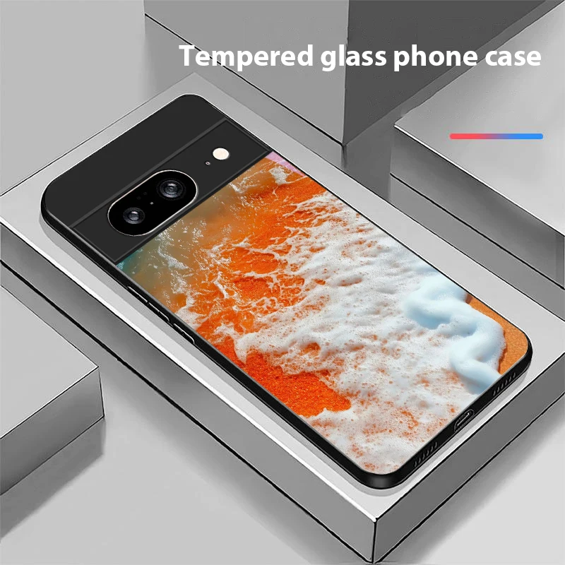 Coastal Sunset Scenery For Google Pixel 10 Pro XL Pixel 8 7 9 10 Pixel 9 Pro XL Pixel 8a 7a Pixel 7 Pro Black Glass Phone Case view 6
