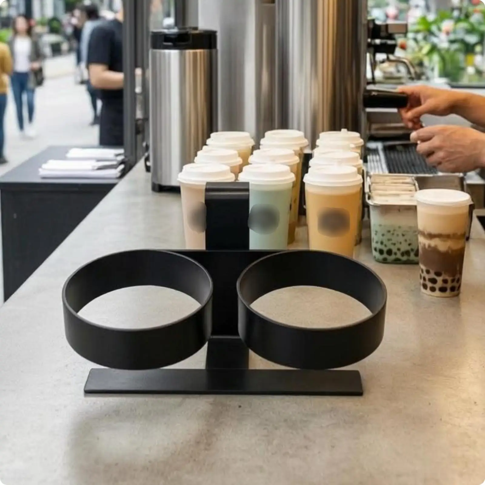 Outdoor Beverage Holder Iron Double Cup Organizer Insulated Container Cup Rack for Outdoor Storage Box