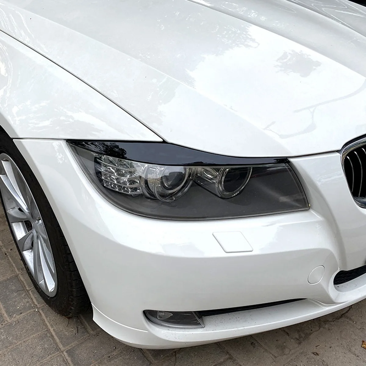 غطاء رأس أمامي أسود لامع ، شريط تزيين لاصق للحواجب ، بي أم دبليو 3-سيريز ، E90 ، E91 ، 320I ، 330I ، شو-