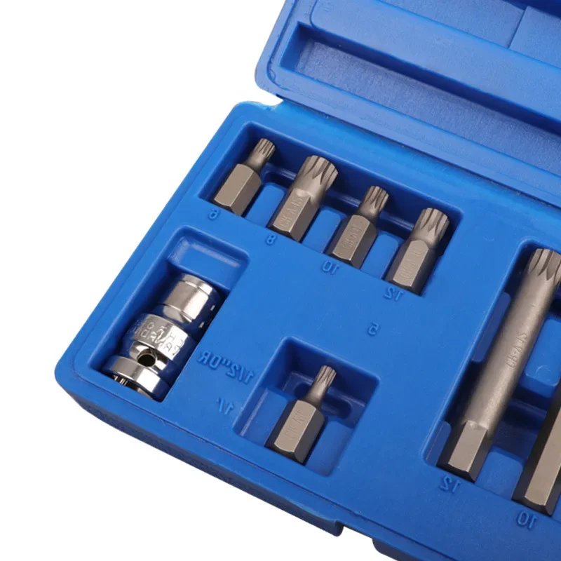 Set of M Type Screwdriver Bits With Adapter 10mm Shank Long M5 M6 M8 M10 M12 Bit Kit 12 Points Drive Tips Repair Tool