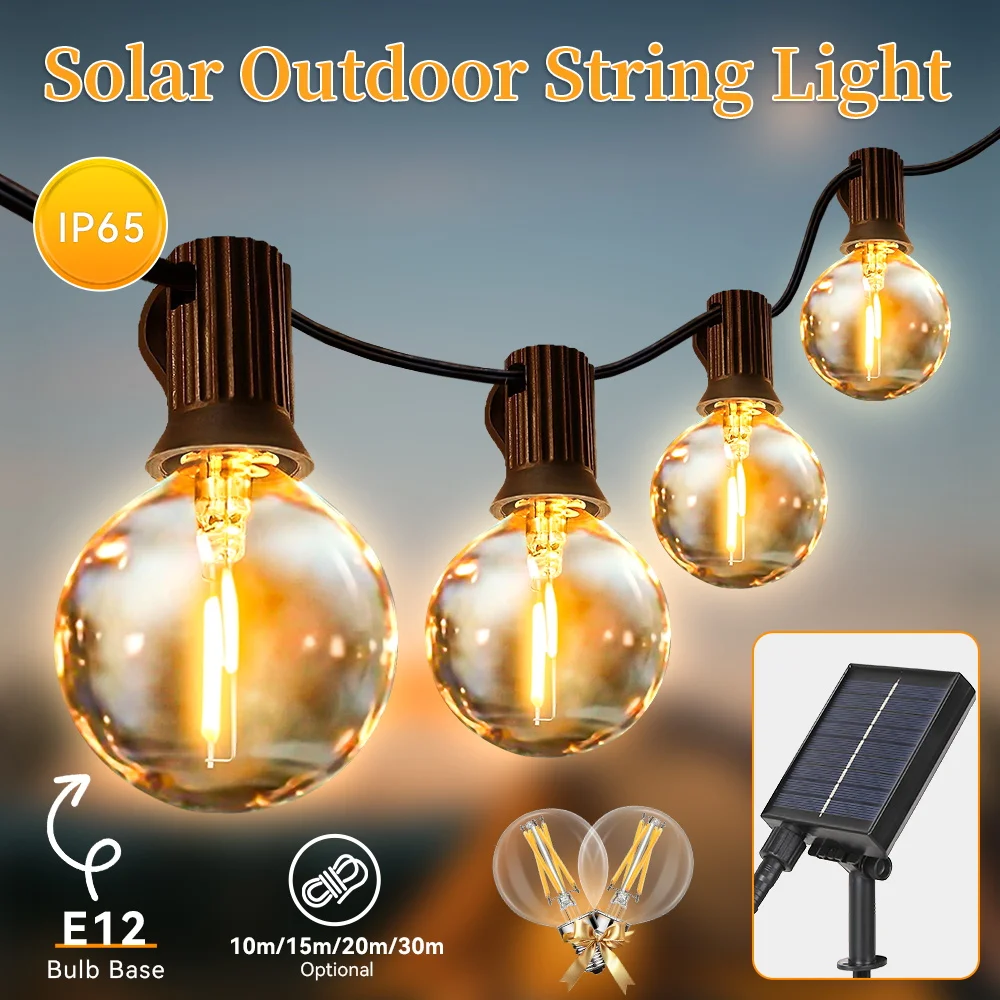 2026 Outdoor Solar Light String Balcony With Warm Light Bulb Remote Control Meters Multiple Specifications Garden Lamp String