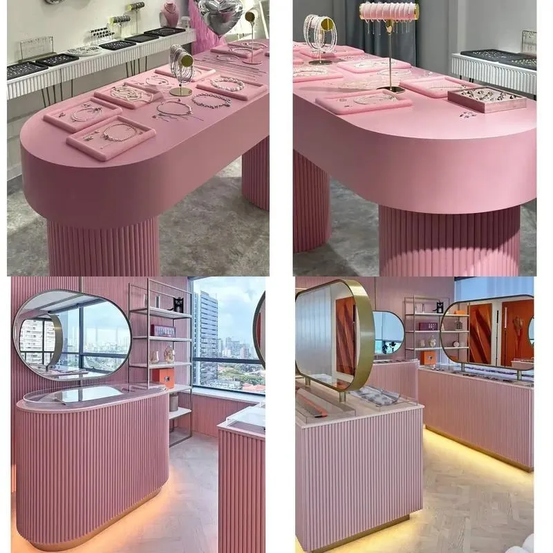 Custom Pink Groove Jewelry Display Stand High End Quality Popular Design
