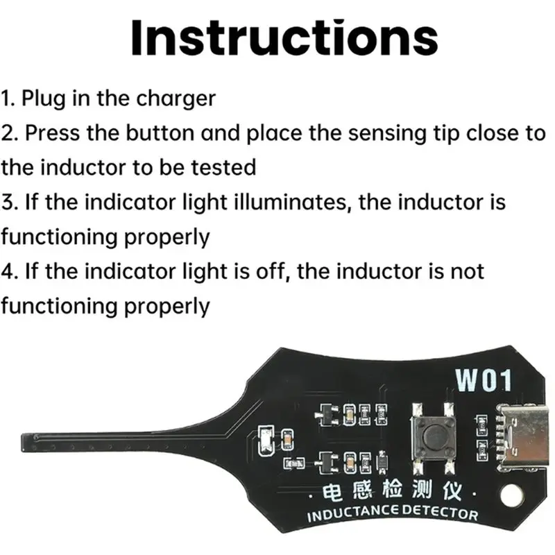 AB66-5Pcs W01 Type-C Inductance Tester Electromagnetic Induction Motherboard Coil Detector Tool For Rapid Troubleshooting