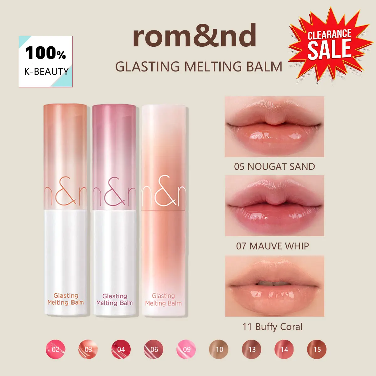 [ClearanceSale] rom&nd GLASTING MELTING BALM,Plumping Hydration,Lightweight Feel,Transparent Look,Korean Cosmetic,Korean Makeup