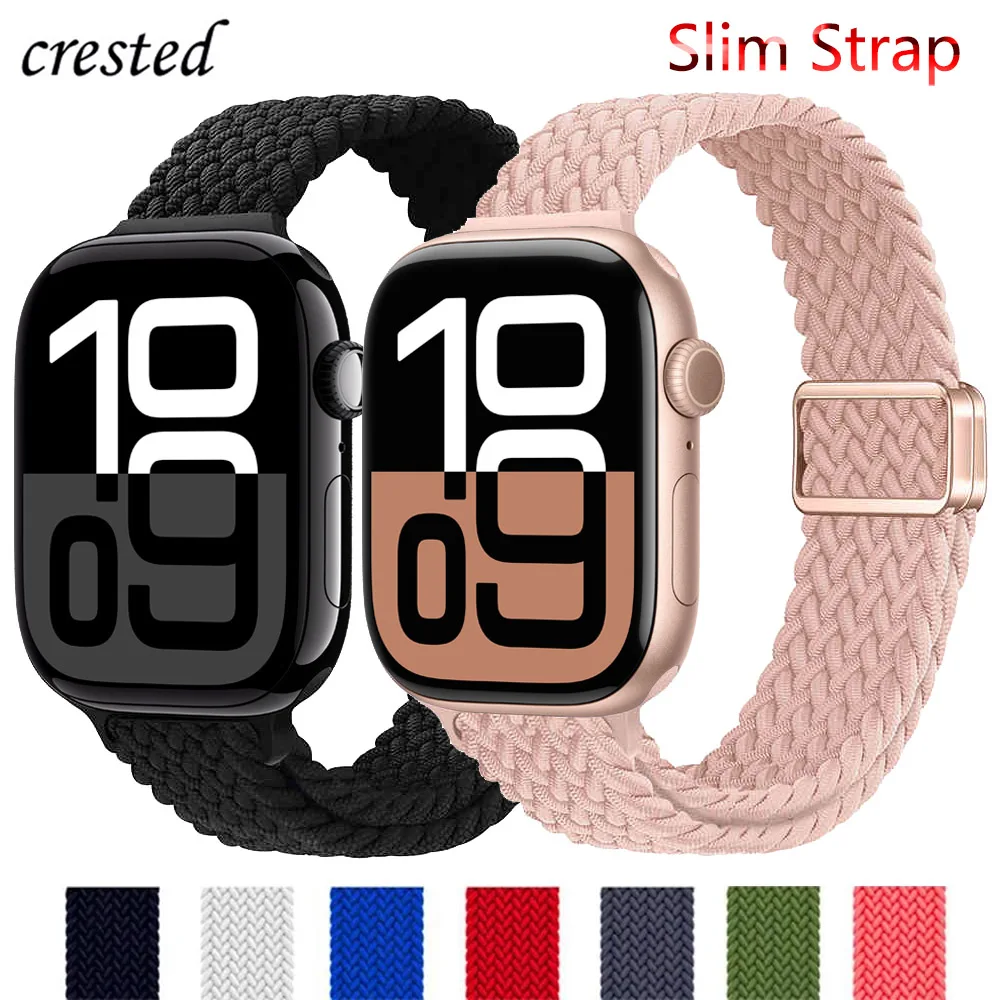 Slim Braided Straps For Apple Watch Band 40mm 41mm 44mm 45mm 42mm 46 49 Magnetic Bracelet iWatch Series se 7 8 9 10 Ultra 2 Band