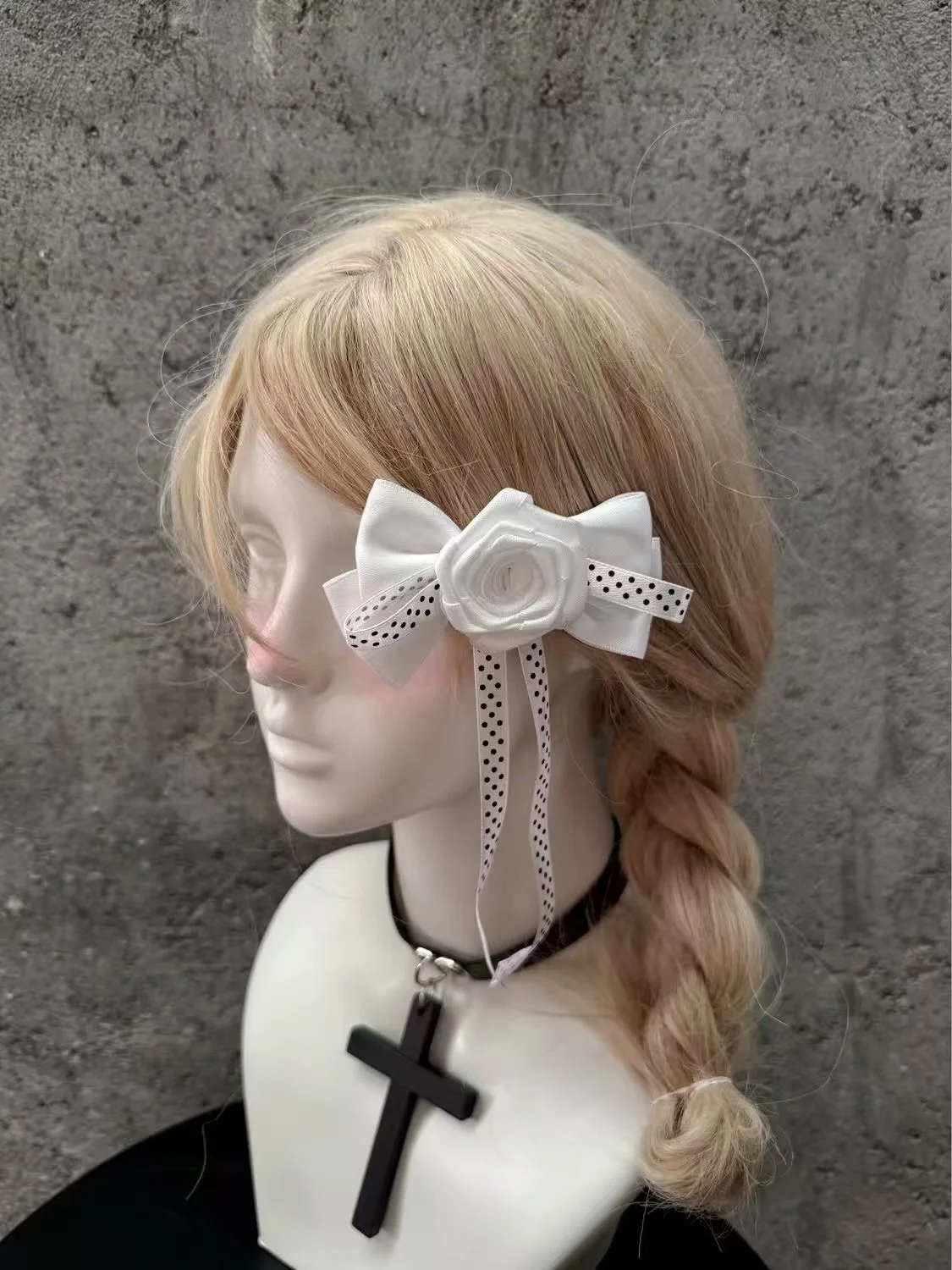 1 PC Original Handmade Polka Dot Big Bow Rose VINTAGE สาว Lolita Subculture Headdress Retro เข็มกลัด Hairpin อุปกรณ์เสริมผม