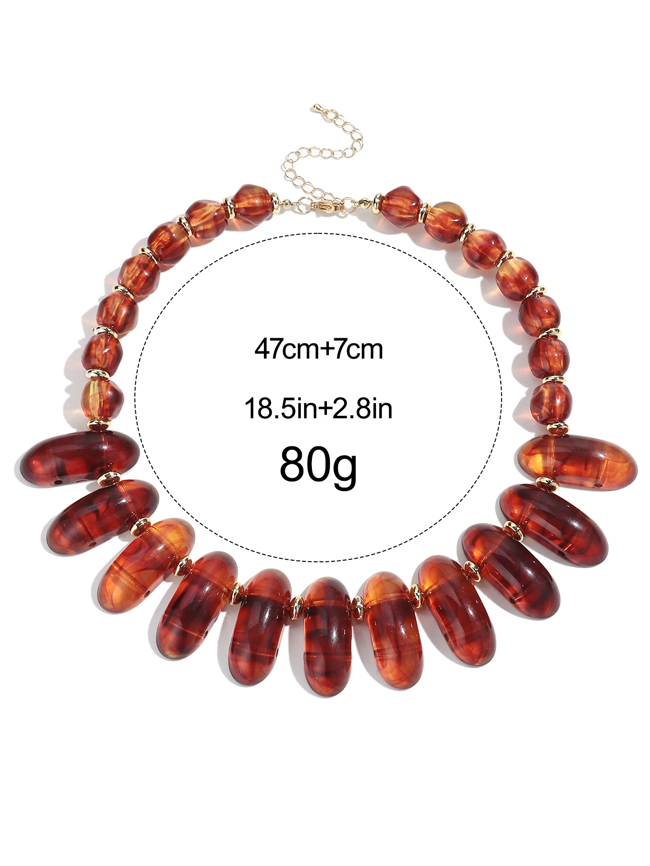Vintage Maillard Acryl Unregelmäßige Perlen Halsband Halskette für Frauen Bernstein Harz Geometrische Anhänger Halsketten Trendy Winter Schmuck – Detail 1