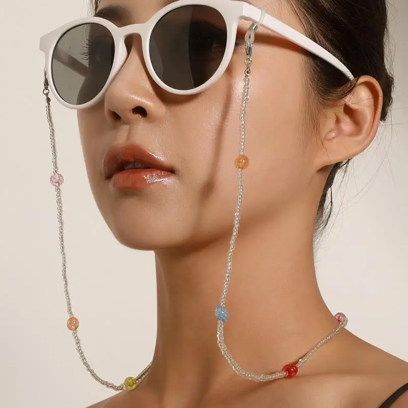 

2023 New Mixed Color Beads Mask Strap Transparent Beaded Glasses Chain Eyeglasses Holder Sunglasses Lanyard for Women Girls